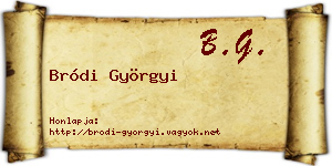 Bródi Györgyi névjegykártya